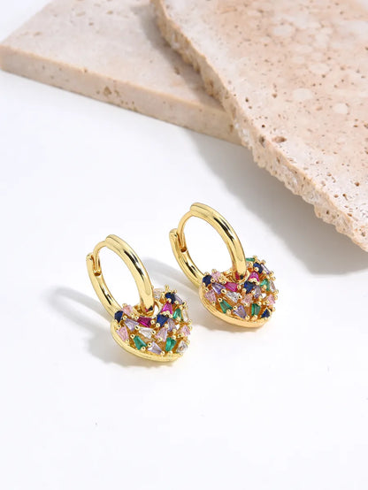 1 Pair Luxurious Simple Style Heart Shape Plating Inlay Copper Zircon Gold Plated Earrings