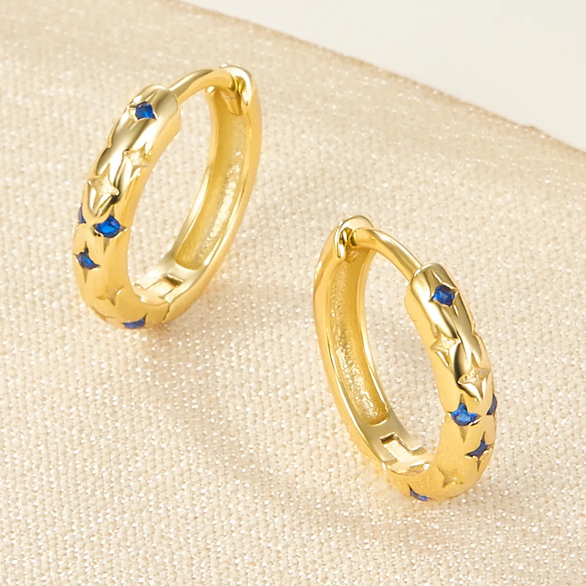 1 Pair Luxurious Simple Style Round Plating Inlay Sterling Silver Zircon 18k Gold Plated White Gold Plated Hoop Earrings