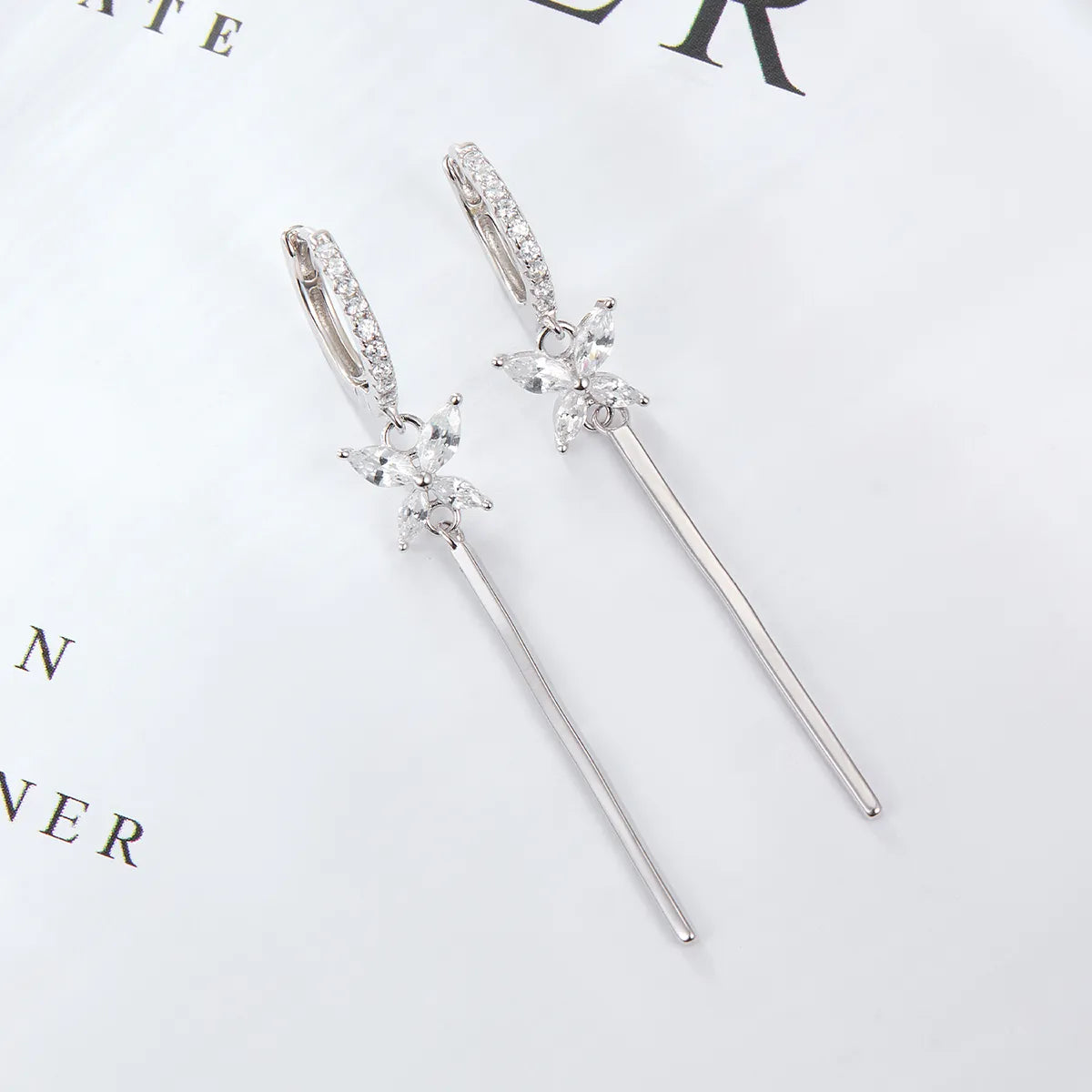 1 Pair Luxurious Simple Style Shiny Tassel Butterfly Plating Inlay Sterling Silver Zircon 18k Gold Plated White Gold Plated Drop Earrings