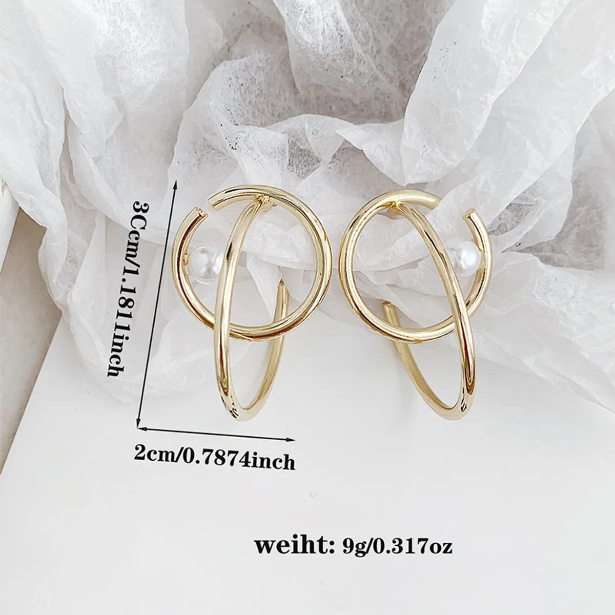 1 Pair Luxurious Simple Style Solid Color Plating Inlay Alloy Artificial Pearls Gold Plated Ear Studs