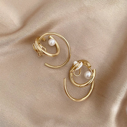 1 Pair Luxurious Simple Style Solid Color Plating Inlay Alloy Artificial Pearls Gold Plated Ear Studs