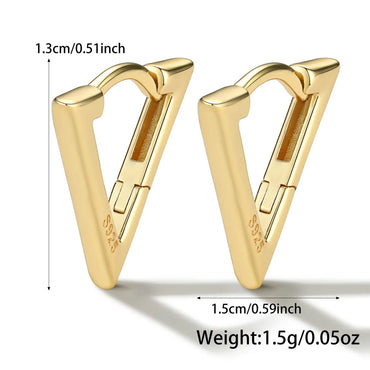 1 Pair Luxurious Simple Style Triangle Plating Sterling Silver 18k Gold Plated White Gold Plated Earrings