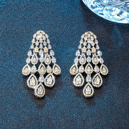 1 Pair Luxurious Snowflake Plating Inlay Brass Zircon White Gold Plated Gold Plated Drop Earrings