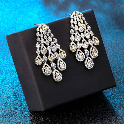 1 Pair Luxurious Snowflake Plating Inlay Brass Zircon White Gold Plated Gold Plated Drop Earrings