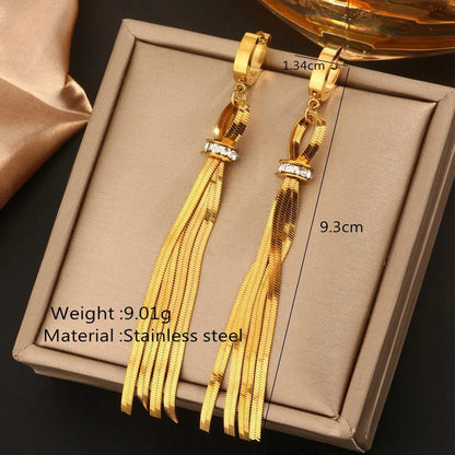 1 Pair Luxurious Solid Color Feather Plating Inlay 304 Stainless Steel Artificial Rhinestones 18K Gold Plated Drop Earrings