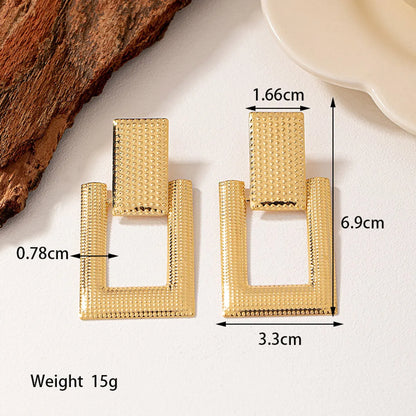 1 Pair Luxurious Solid Color Plating Hollow Out Ferroalloy 14k Gold Plated Drop Earrings