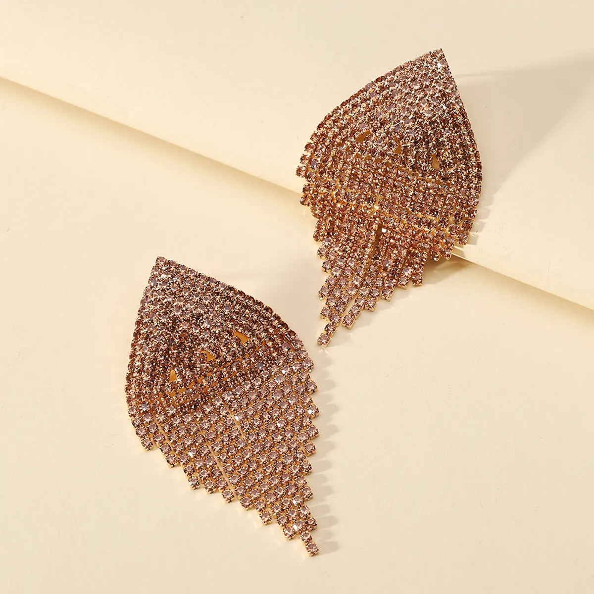 1 Pair Luxurious Solid Color Plating Inlay Copper Alloy Crystal Gold Plated Dangling Earrings