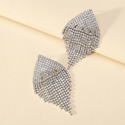 1 Pair Luxurious Solid Color Plating Inlay Copper Alloy Crystal Gold Plated Dangling Earrings