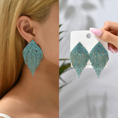 1 Pair Luxurious Solid Color Plating Inlay Copper Alloy Crystal Gold Plated Dangling Earrings