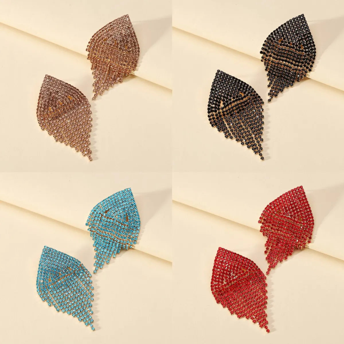 1 Pair Luxurious Solid Color Plating Inlay Copper Alloy Crystal Gold Plated Dangling Earrings