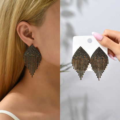 1 Pair Luxurious Solid Color Plating Inlay Copper Alloy Crystal Gold Plated Dangling Earrings