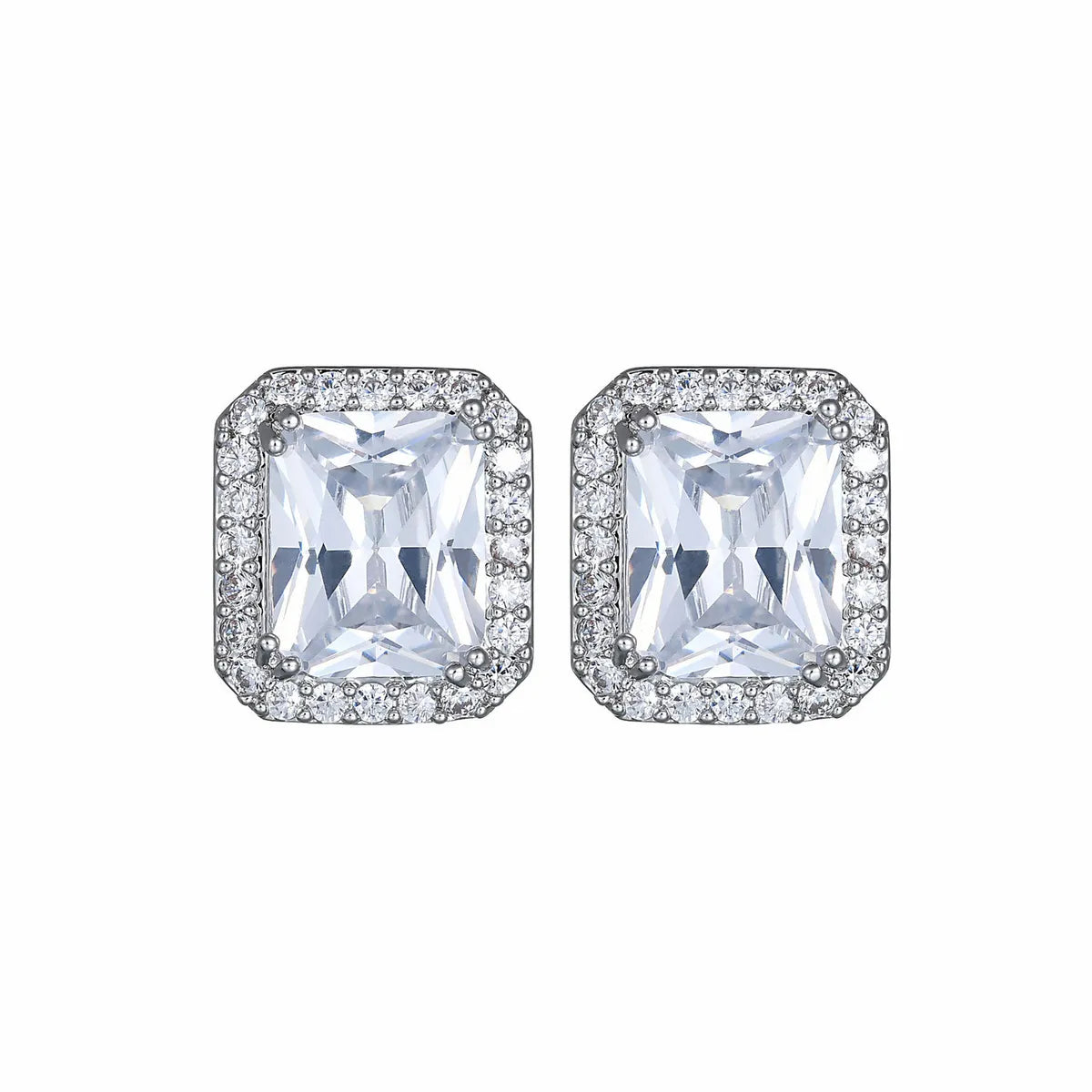 1 Pair Luxurious Square Inlay Copper Artificial Crystal Zircon Ear Studs