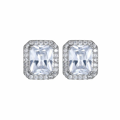 1 Pair Luxurious Square Inlay Copper Artificial Crystal Zircon Ear Studs