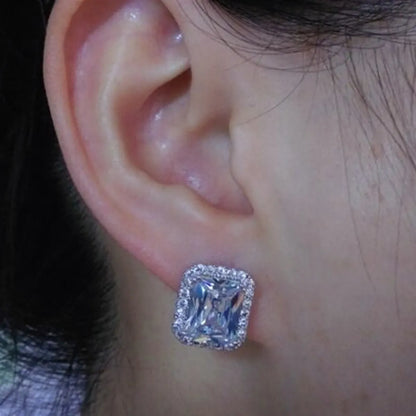 1 Pair Luxurious Square Inlay Copper Artificial Crystal Zircon Ear Studs