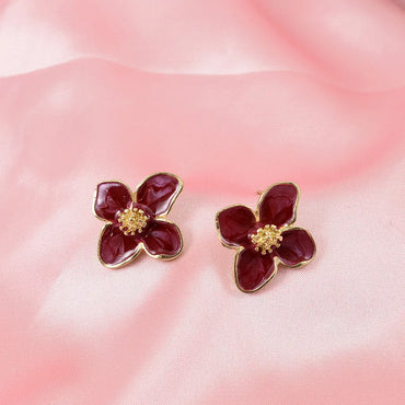 1 Pair Luxurious Sweet Artistic Petal Enamel Alloy Ear Studs