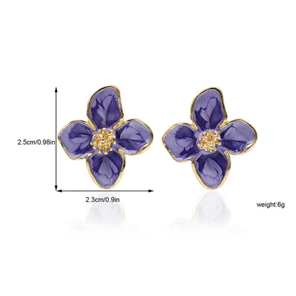 1 Pair Luxurious Sweet Artistic Petal Enamel Three-dimensional Alloy Ear Studs