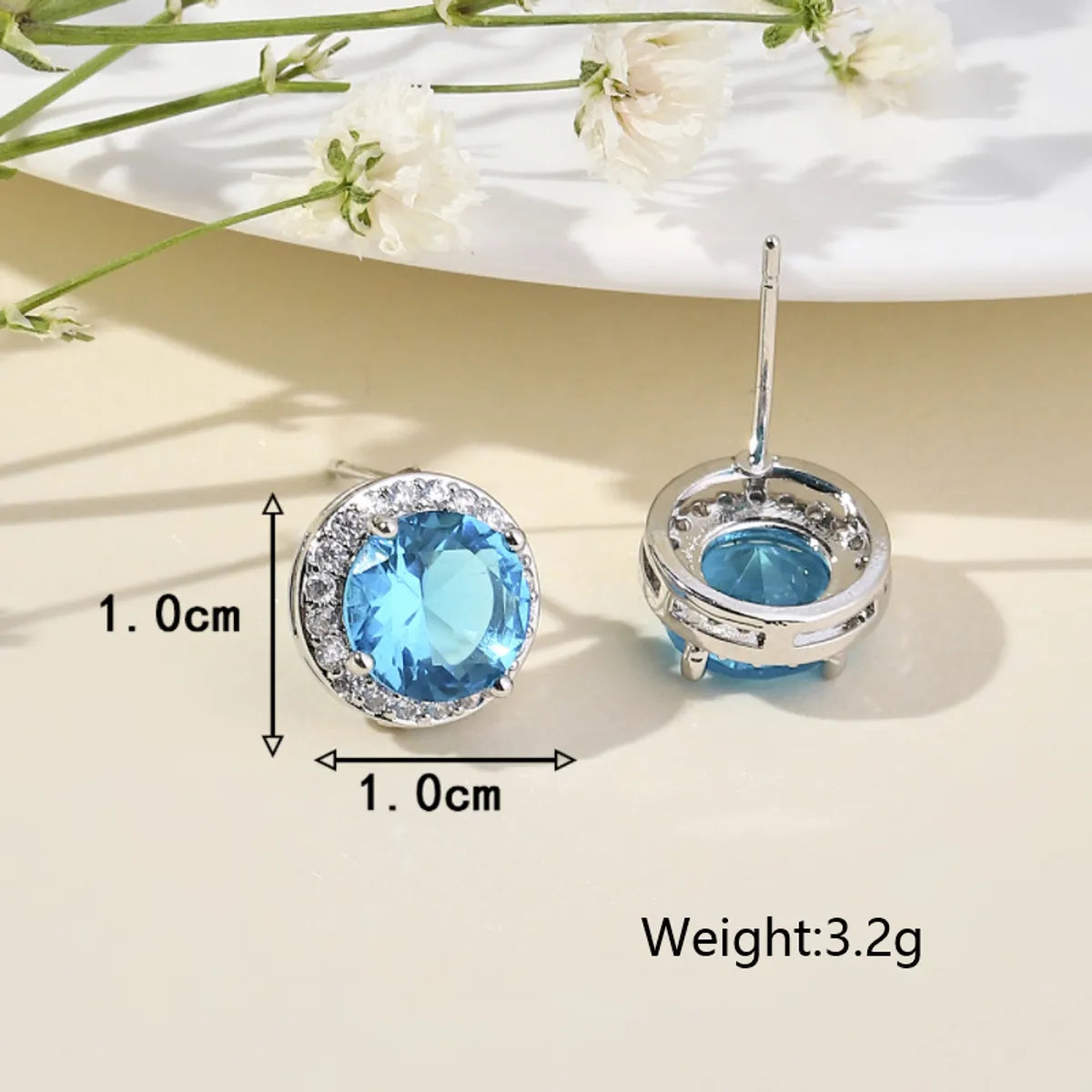 1 Pair Luxurious Sweet Shiny Round Plating Inlay Copper Zircon 18k Gold Plated Ear Studs