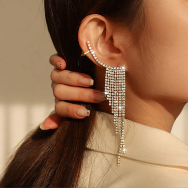 1 Pair Luxurious Tassel Alloy Plating Rhinestones Women'S Drop Earrings