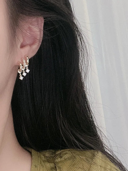 1 Pair Luxurious Tassel Alloy Rhinestone Drop Earrings