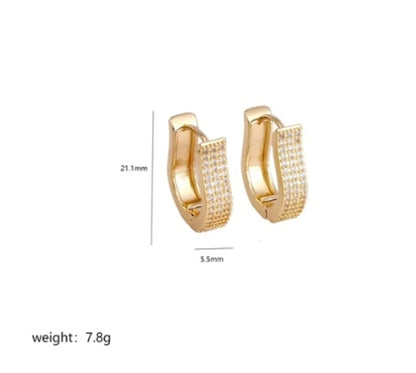 1 Pair Luxurious U Shape Plating Inlay Copper Zircon 18k Gold Plated Earrings