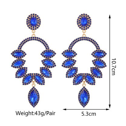 1 Pair Luxurious Water Droplets Inlay Zinc Alloy Glass Dangling Earrings