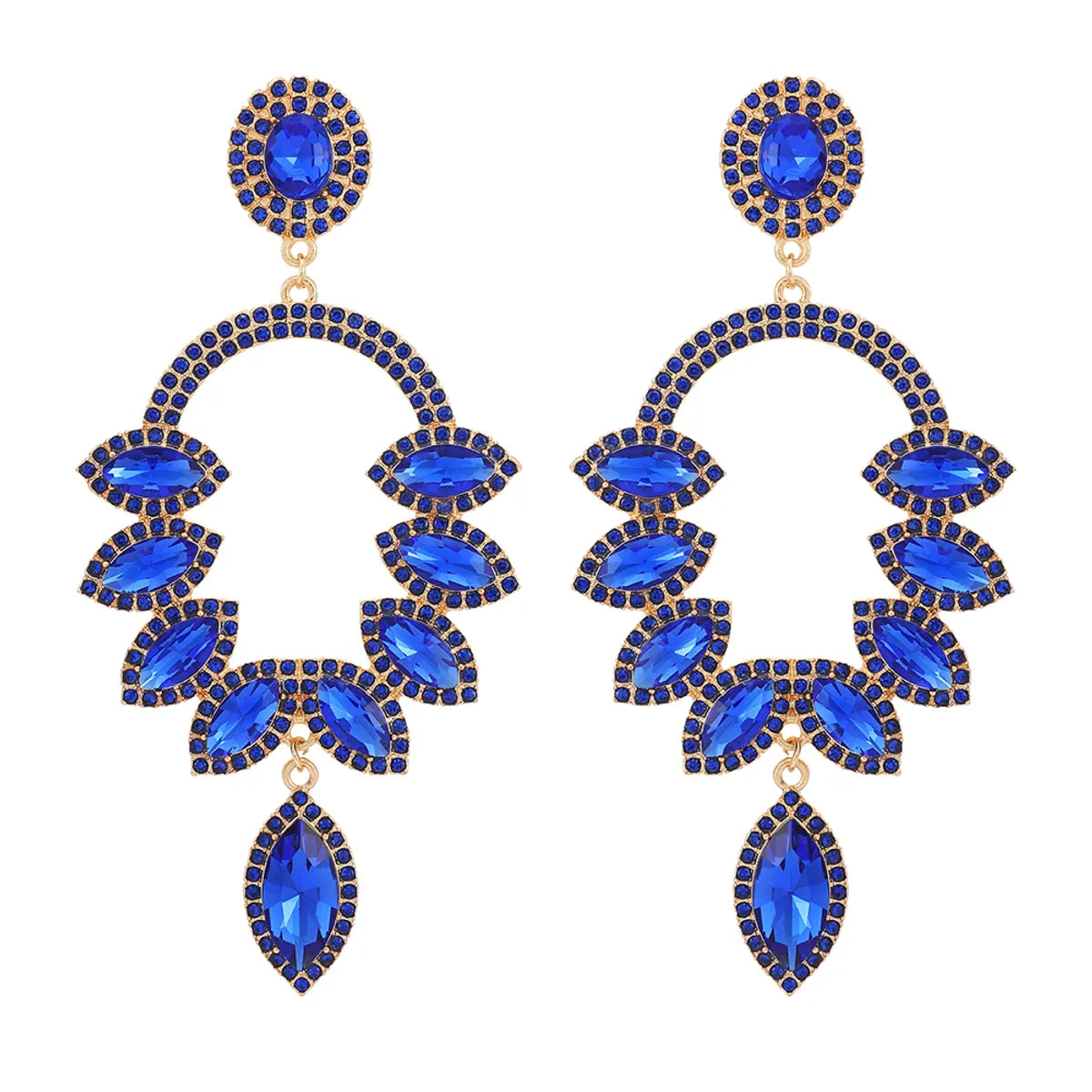 1 Pair Luxurious Water Droplets Inlay Zinc Alloy Glass Dangling Earrings