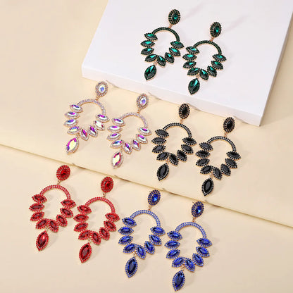 1 Pair Luxurious Water Droplets Inlay Zinc Alloy Glass Dangling Earrings