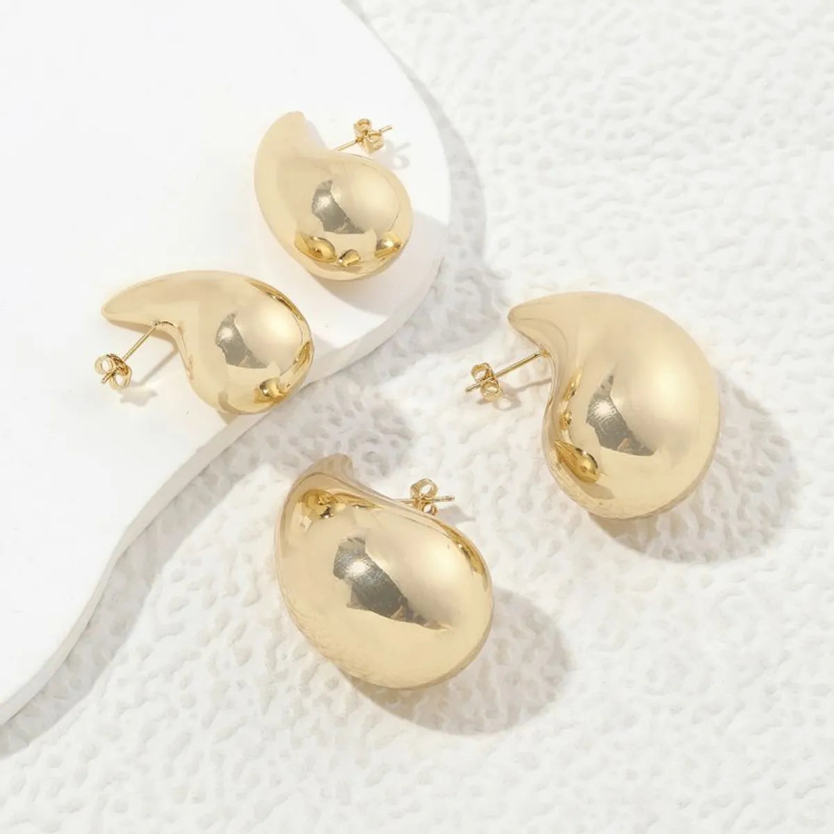 1 Pair Luxurious Water Droplets Polishing Plating Copper 18k Gold Plated Ear Studs