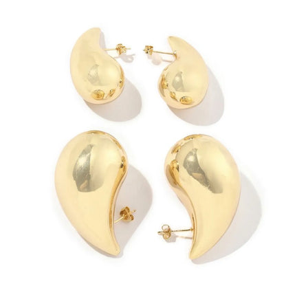 1 Pair Luxurious Water Droplets Polishing Plating Copper 18k Gold Plated Ear Studs