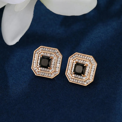 1 Pair Luxurious XUPING Simple Style Square Inlay Copper Alloy Artificial Gemstones 18K Gold Plated Ear Studs