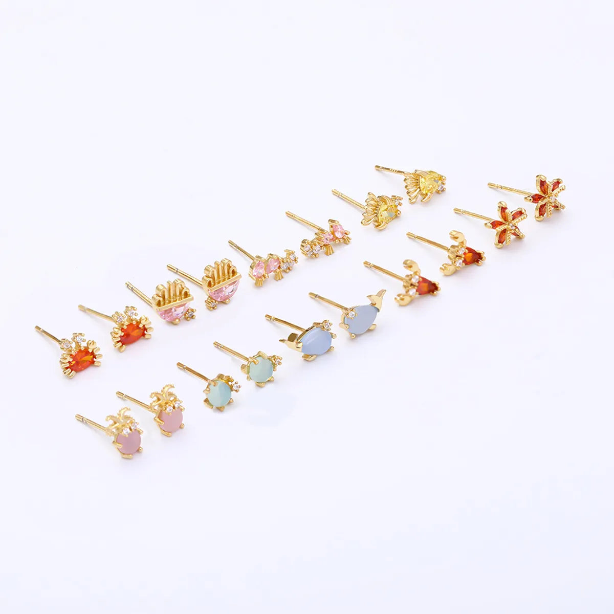 1 Pair Marine Style Geometric Plating Inlay Copper Zircon Ear Studs