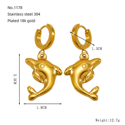 1 Pair Marine Style Modern Style Classic Style Starfish Crab Shell Plating 304 Stainless Steel 18K Gold Plated Drop Earrings