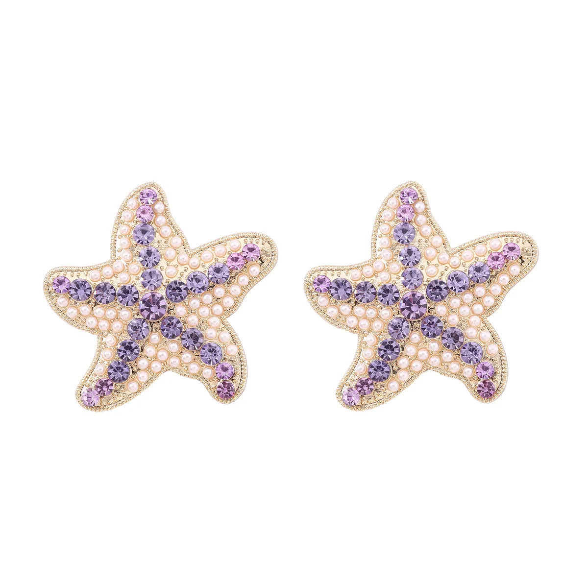 1 Pair Marine Style Modern Style Classic Style Starfish Plating Inlay Zinc Alloy Imitation Pearl Rhinestones Ear Studs