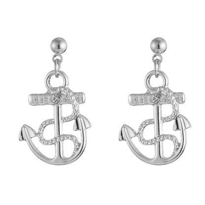 1 Pair Marine Style Rudder Anchor Plating Inlay Alloy Rhinestones Gold Plated Silver Plated Drop Earrings