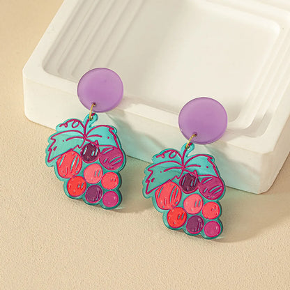 1 Pair Marine Style Simple Style Cactus Grape Arylic Drop Earrings