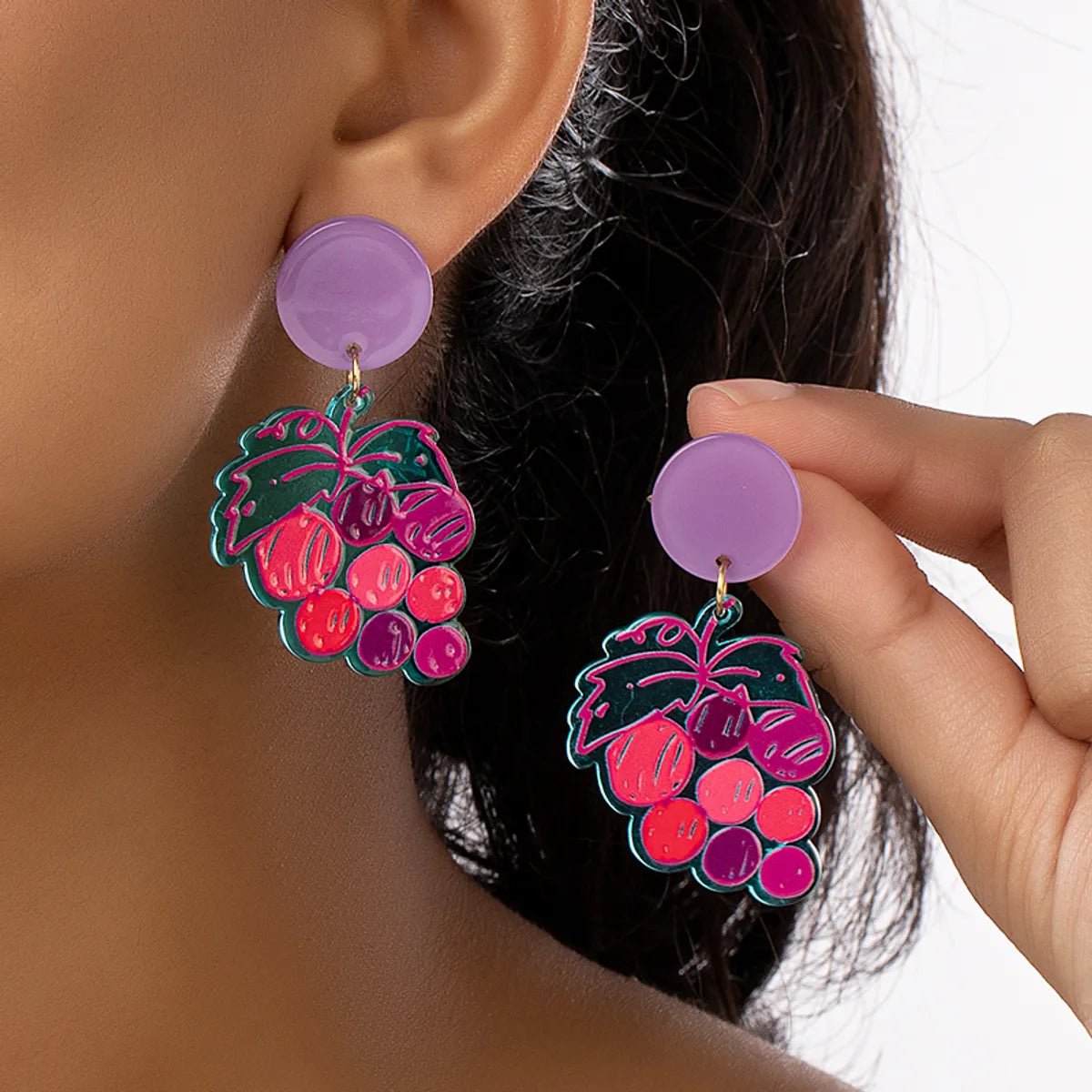 1 Pair Marine Style Simple Style Cactus Grape Arylic Drop Earrings