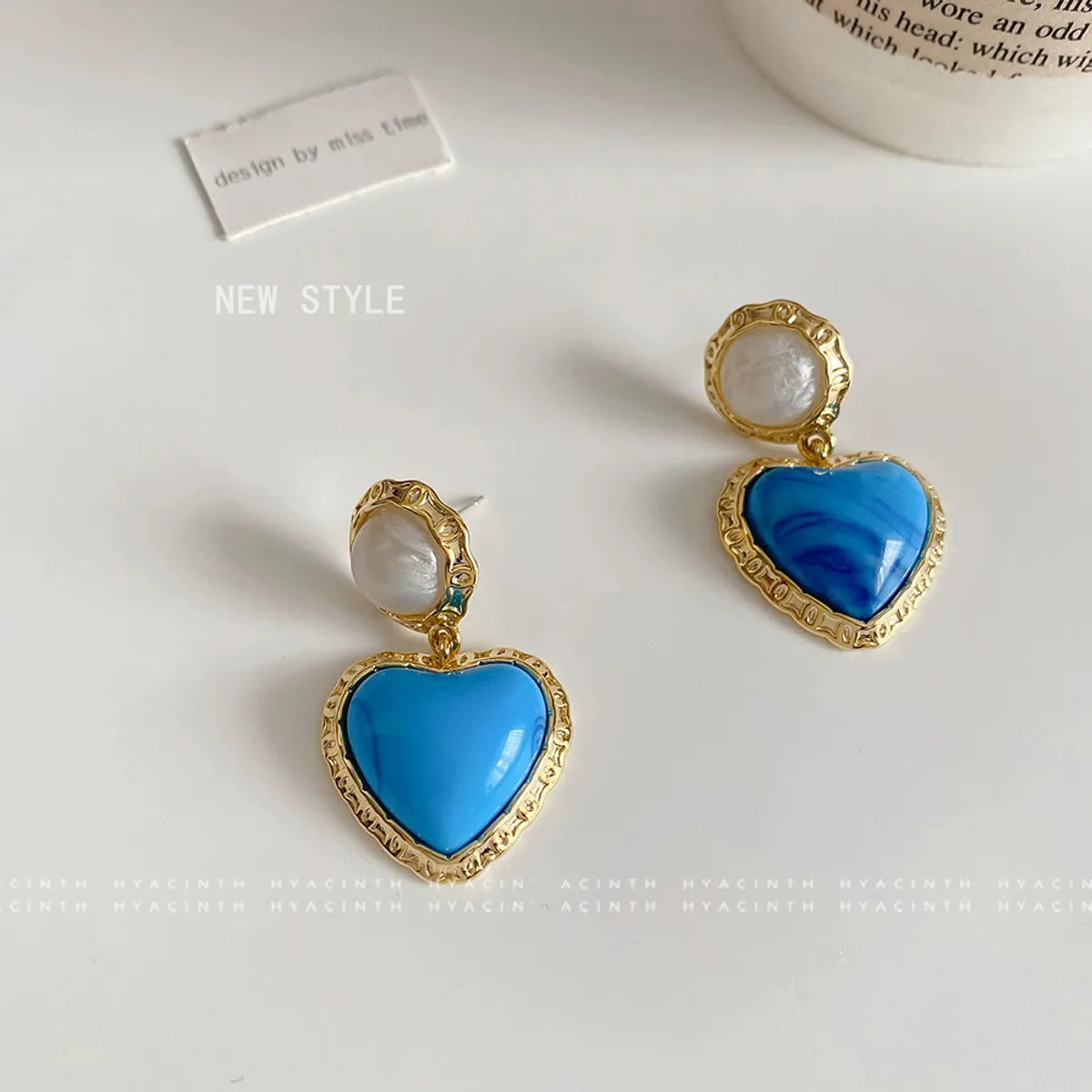 1 Pair Marine Style Simple Style Heart Shape Plating Copper 18K Gold Plated Drop Earrings Ear Cuffs