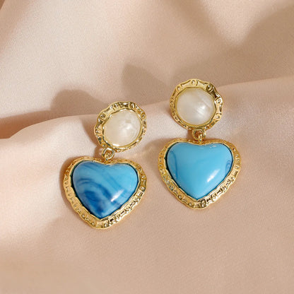 1 Pair Marine Style Simple Style Heart Shape Plating Copper 18K Gold Plated Drop Earrings Ear Cuffs