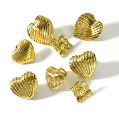 1 Pair Marine Style Simple Style Scallop Heart Shape Shell 304 Stainless Steel 18K Gold Plated Ear Studs