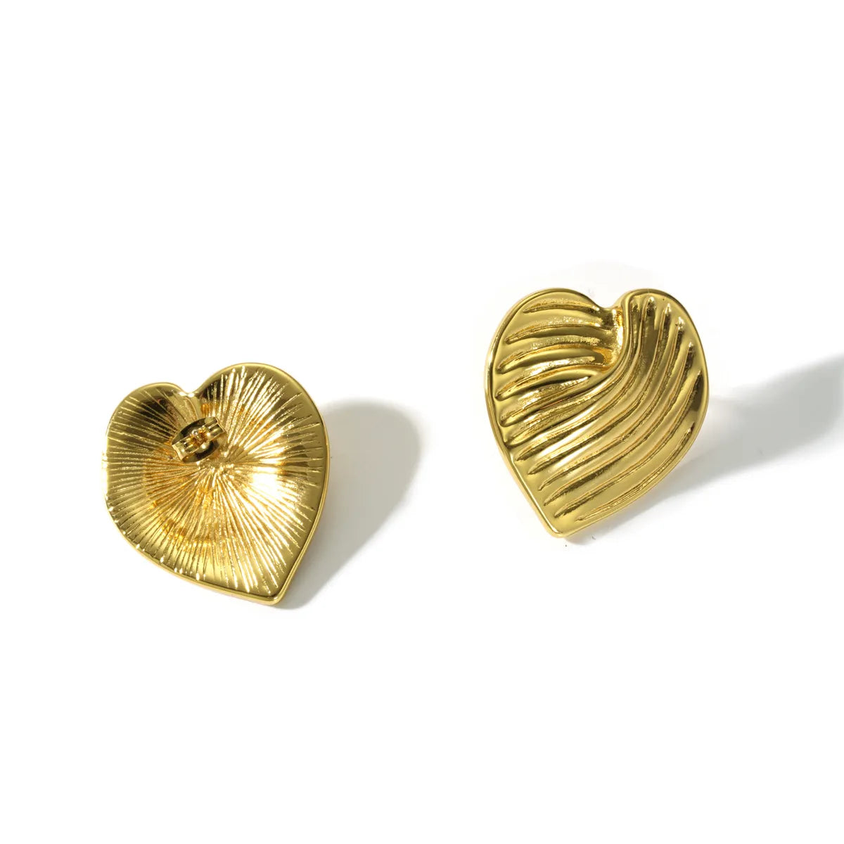 1 Pair Marine Style Simple Style Scallop Heart Shape Shell 304 Stainless Steel 18K Gold Plated Ear Studs