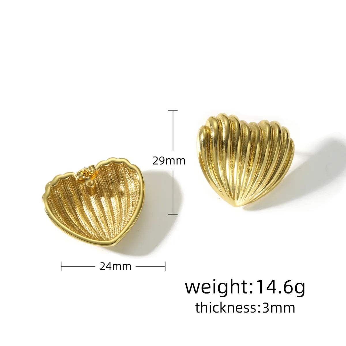 1 Pair Marine Style Simple Style Scallop Heart Shape Shell 304 Stainless Steel 18K Gold Plated Ear Studs