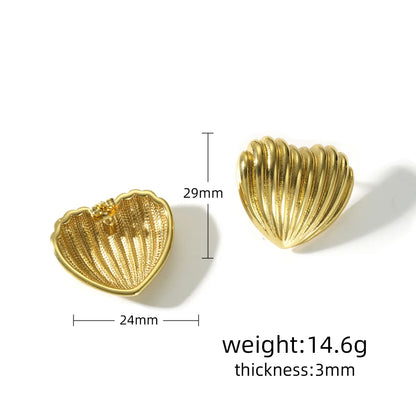 1 Pair Marine Style Simple Style Scallop Heart Shape Shell 304 Stainless Steel 18K Gold Plated Ear Studs