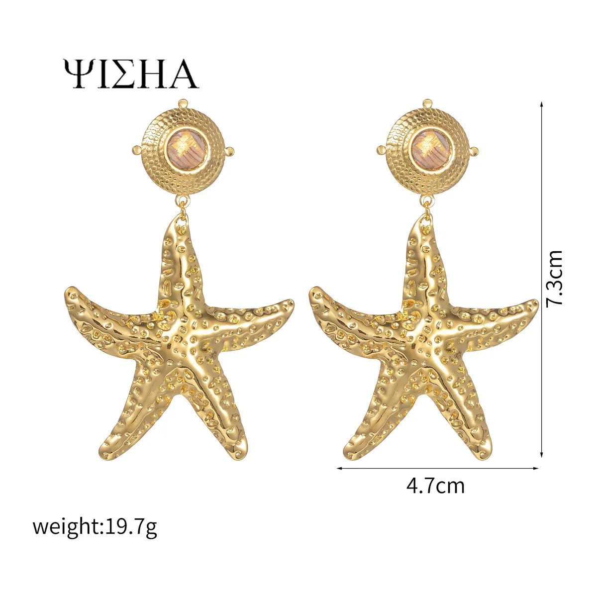 1 Pair Marine Style Simple Style Starfish Plating 304 Stainless Steel Drop Earrings