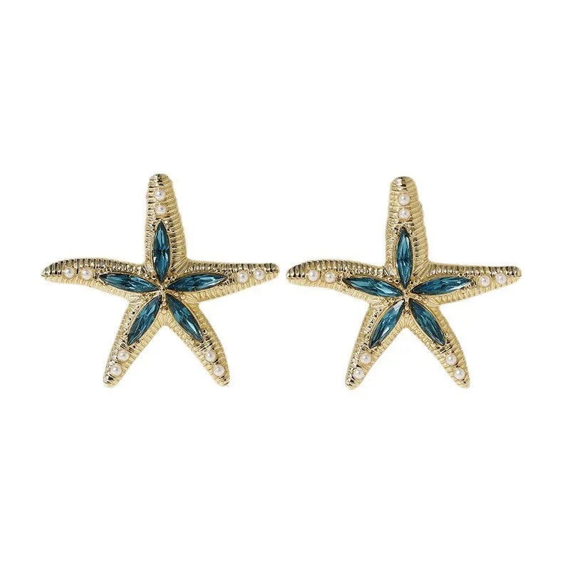 1 Pair Marine Style Starfish Zinc Alloy Ear Studs