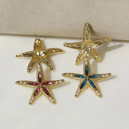 1 Pair Marine Style Starfish Zinc Alloy Ear Studs