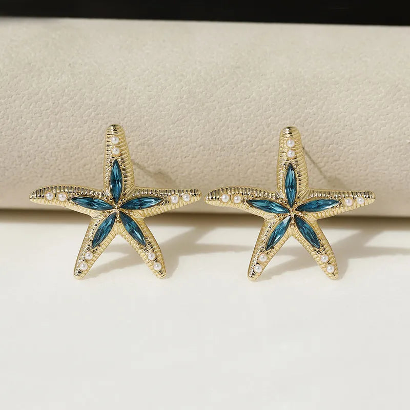 1 Pair Marine Style Starfish Zinc Alloy Ear Studs