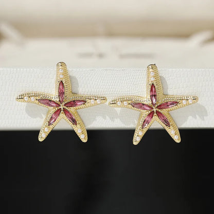 1 Pair Marine Style Starfish Zinc Alloy Ear Studs