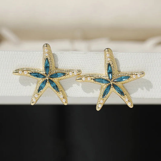 1 Pair Marine Style Starfish Zinc Alloy Ear Studs