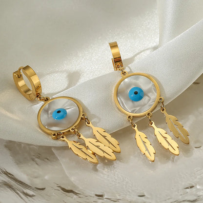 1 Pair Modern Style Artistic Devil's Eye Plating Titanium Steel 18k Gold Plated Drop Earrings