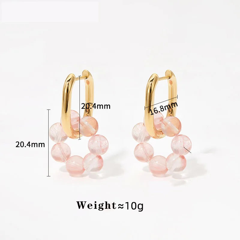 1 Pair Modern Style Artistic Flower Plating Inlay 304 Stainless Steel Natural Stone 16K Gold Plated White Gold Plated Gold Plated Earrings